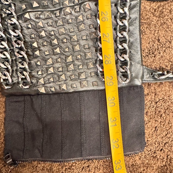 Alice and Olivia Size 10 Studded Black Leather Women's Bustier Top - Picture 9 of 9